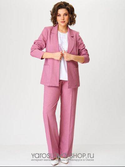 Комплект женский 3-х предметный состоящий из жакета, блузки и брюк в цвете пыльная роза