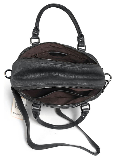 (АРТИКУЛ: 9861/1-2) СУМКА ЖЕНСКАЯ, СРЕДНЕГО РАЗМЕРА, НАТУРАЛЬНАЯ КОЖА, ЧЕРНАЯ, ДВА ОТДЕЛЕНИЯ, С ПЛЕЧЕВЫМ РЕМНЕМ