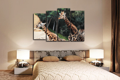 Модульная картина "Дружные жирафы"