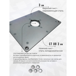 Пластина  под Makita RT0700cx для установки фрезера в стол 170*250 мм.