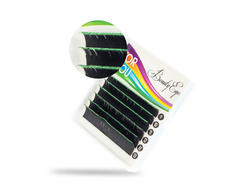 ЦВЕТНЫЕ РЕСНИЦЫ, FOR YOU STANDART, BLACK - GREEN МИКС 9-13 (6 ЛЕНТ)