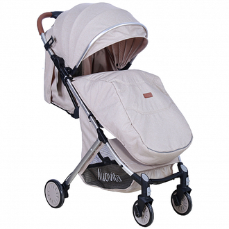 Коляска прогулочная Nuovita Giro Lux Beige, Argento/Бежевый, Серебристый