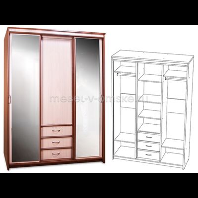 ШМ379 Шкаф-купе Карина 1,5 с зеркалами. Размер: 1500х2200х540.
