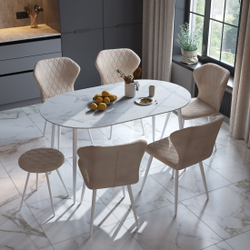 ЙОРК Стул сиденье бежевый, каркас белый