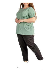 Женская футболка  из хлопка БОЛЬШОГО размера Арт. 23420-8723 (цвет светло-зеленый) Размеры 60-82