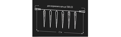 Гирлянда сосульки тающие уличная 24V, 6 шт., высота 30 см, 216led холодный белый свет.