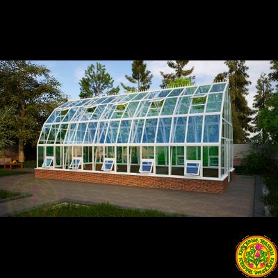 Базовая комплектация теплицы из стекла и алюминия “Леонардо XL” размером 5000 х 10000 мм