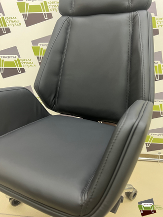 Кресло "Сиена Хром / SIENA CHROME" A высокая спинка экокожа "Наппа/Nappa" 999/база Галактика