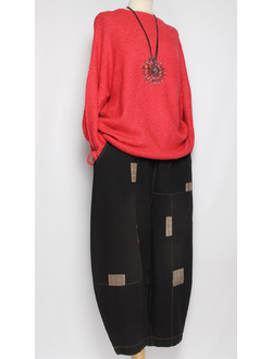 Джинсы "Квадраты строчки" черные р.48-54