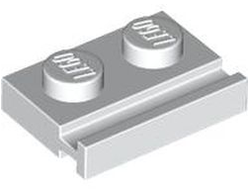 Plate, Modified 1 x 2 with Door Rail, White (32028 / 320281 / 4170253 / 4249563)
