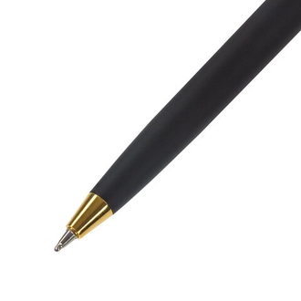 Ручка бизнес-класса шариковая BRAUBERG Maestro, СИНЯЯ, корпус черный с золотистым, линия письма 0,5 мм, 143470