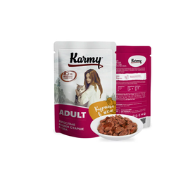 Пауч Karmy (Карми) влажный корм (пауч) для взрослых кошек, курица в желе 80 г