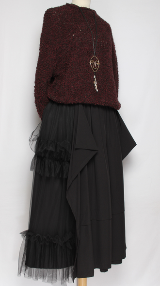 ДЖЕМПЕР КОРОТКИЙ "КИМОНО БУКЛЕ"широкий рукав 3\4 меланж винный, вишня  до р.50