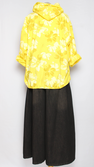 Ветровка-пыльник хлопок "БЕЛЫЕ ЦВЕТЫ" желтая до р.54