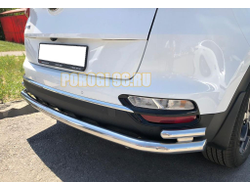 Защита заднего бампера двойная угловая большая d60/42 для Kia Sportage (2018-2021)