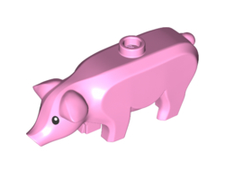 Pig with Black Eyes and White Pupils Pattern, Bright Pink (87621pb01 / 6308842)