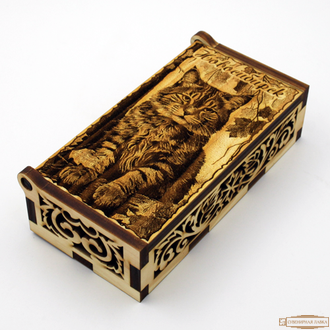 Шкатулка из кедра "Кошка"