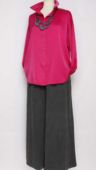 РУБАШКА БОХО "ШЁЛК  КЛАССИКА" синяя р.48,50,54, малахит р.48,50,52,54, фуксия р.48,50,52