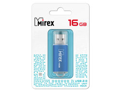 флешка Mirex USB 16GB UNIT голубая
