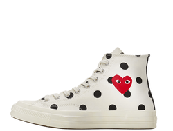 КЕДЫ CONVERSE PLAY COMME DES GARCONS БЕЛЫЕ ВЫСОКИЕ В ГОРОШЕК