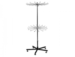 ST019 Стойка напольная 2-х ярусная под брелоки, бижутерию, перчатки, палантины, ремни на колесах цвет: черный-хром