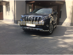 Защита переднего бампера d76+d57 "Клыки" Toyota Land Cruiser Prado 150 (2009-2017)