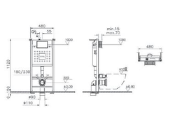 Комплект подвесного безободкового унитаза с толстой крышкой дюропласт с микролифтом VitrA Zentrum, (c инсталляцией и панелью управления глянцевый хром), 9012B003-7206