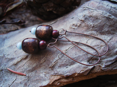 Бохо-серьги "Две серёжки для белочки, лесной принцессы"