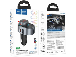 Автомобильный FM модулятор Hoco E72 PD30W metal gray