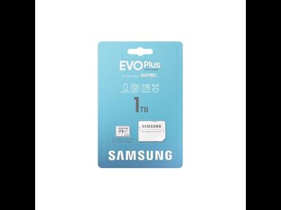 Карта памяти Samsung Evo Plus (MB-MC1T0SA/EU) microSDXC 1TB Class 10, A2, V30, UHS-I (U3), W 90 МБ/с, R 160 МБ/с, адаптер на SD