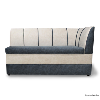 Кухонный ДИВАН "ФОРУМ-8" с боковой спинкой, Серый/Слоновая кость Правый