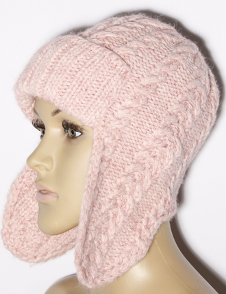 Шапка женская ушанка "Косички" 11592 горчица, молочная, серая, розовая