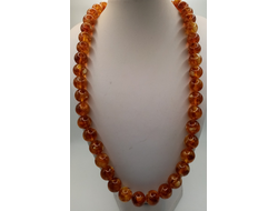 Бусы янтарь долматинец темный