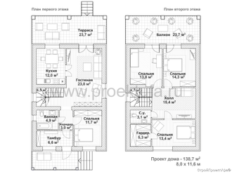 Проект К-138: планы дома с мансардой