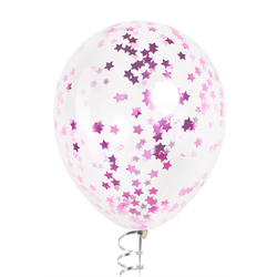 Шары с конфетти розовые металлик (звёзды)