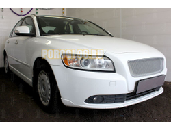 Защита радиатора Volvo S40 II (рестайлинг) 2007-2012 3D chrome верх PREMIUM (устанавливается вместо штатной)