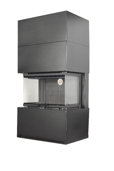 Камин Родос 800 черный / графит / слоновая кость, белый /черный шамот, Экокамин (Россия)