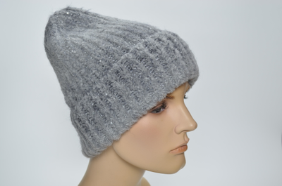 Итальянская шапка с отворотом серая Визио 1418