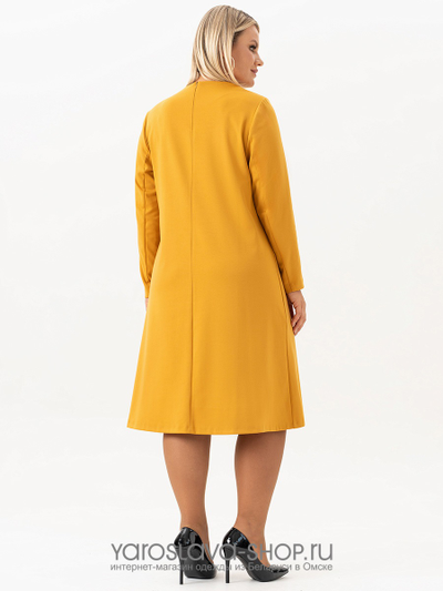 Трикотажное женское платье желтого цвета