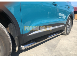 Пороги труба с проступью Папа Тюнинг d76 для Chery Tiggo 7L 2025-