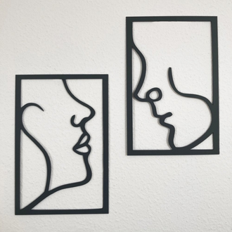 Деревянное настенное панно "Лица"