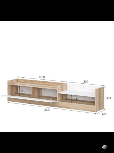 Брауни тумба для телевидеоаппаратуры Дуб Делано/Белый