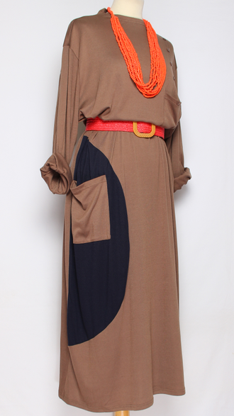 ПЛАТЬЕ БОХО "КАРМАН" какао