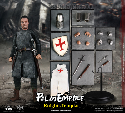 Тамплиер - Коллекционная фигурка 1/12 POCKET EMPIRES - TEMPLAR KNIGHT (PE002) - COOMODEL