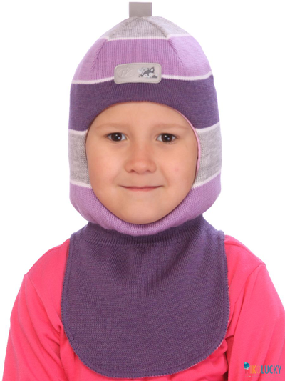 Шапка-шлем 21101-02, цвет баклажановый, серый р. 52-54