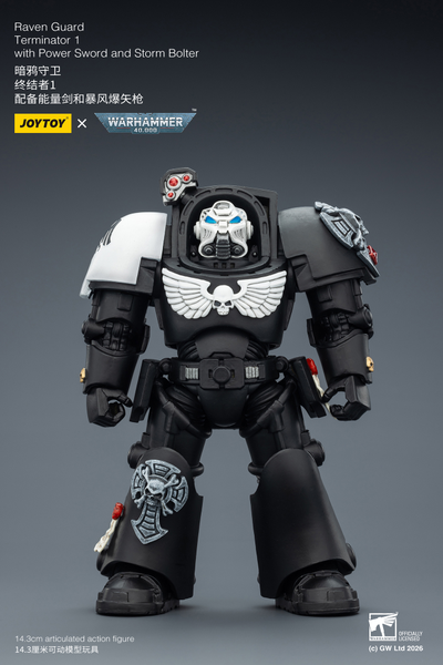 Терминатор Гвардии Ворона (Warhammer 40K) - КОЛЛЕКЦИОННАЯ ФИГУРКА 1/18 Raven Guard Terminator with Power Sword and Storm Bolter (JT03240) - JOYTOY