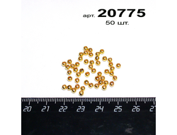 Бусина акрил металлизированная арт.20775: ф 3мм - цвет "золото" - 0,7г - уп.50шт.