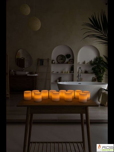 Набор LED свечей с парафиновыми плафонами (9,2*10см - 12шт), "Янтарный"