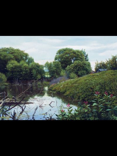 Купить греющую картину с фото репродукции старый пруд