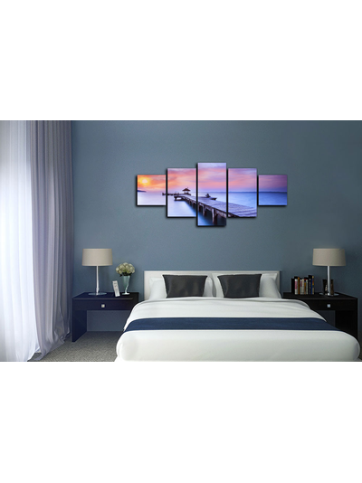 Модульная картина "Закат на причале"